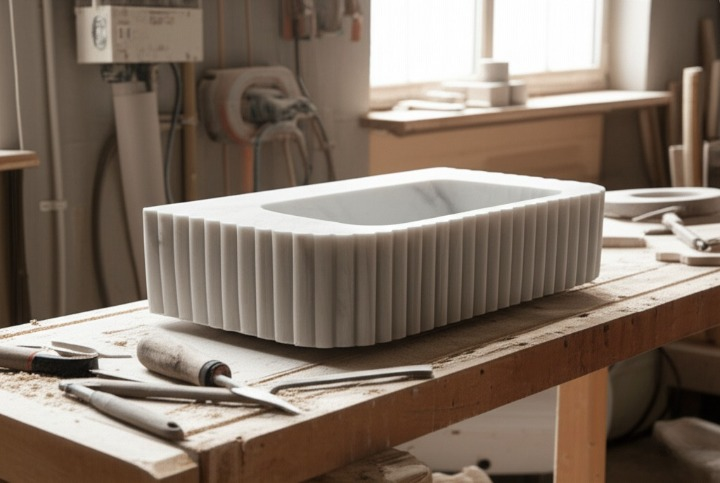 White Marble Rectangle Sink – Wall-Mount or Vanity Top