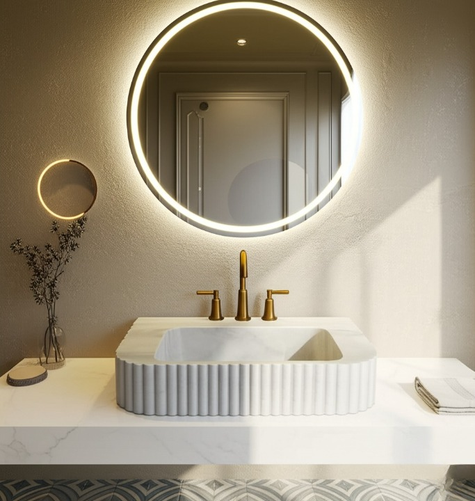 White Marble Rectangle Sink – Wall-Mount or Vanity Top