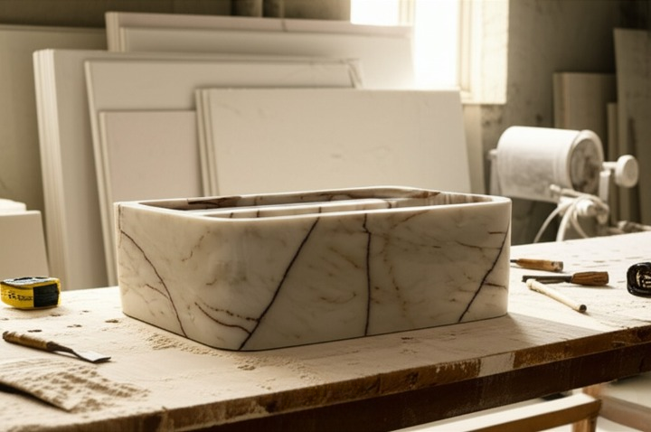 Afyon Sugar Marble Rectangular Wall-Mounted Sink