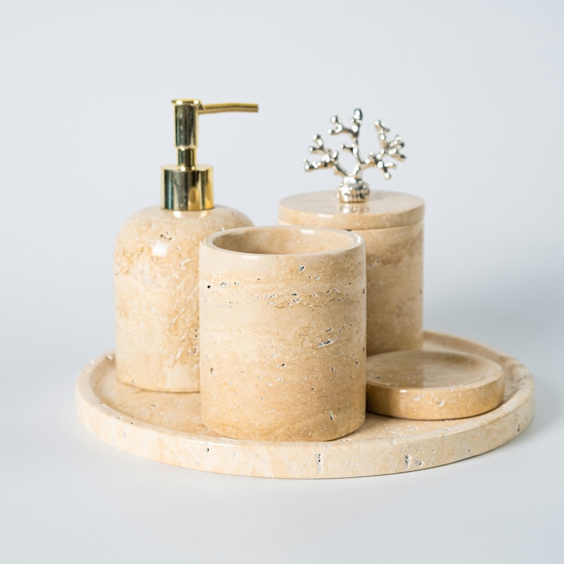 Travertine Stone Bathroom Set