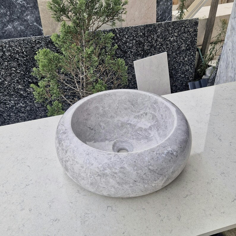 Bathroom Decor Marble Round Vessel Sink