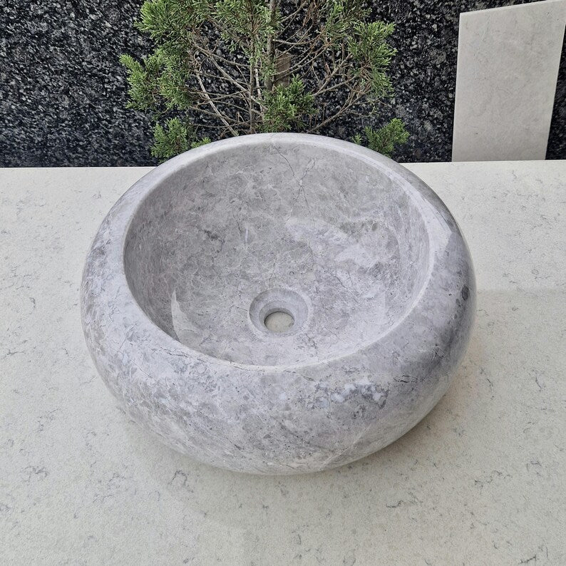 Bathroom Decor Marble Round Vessel Sink