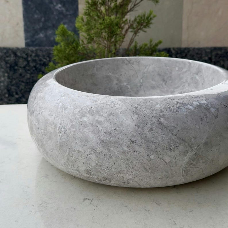 Bathroom Decor Marble Round Vessel Sink