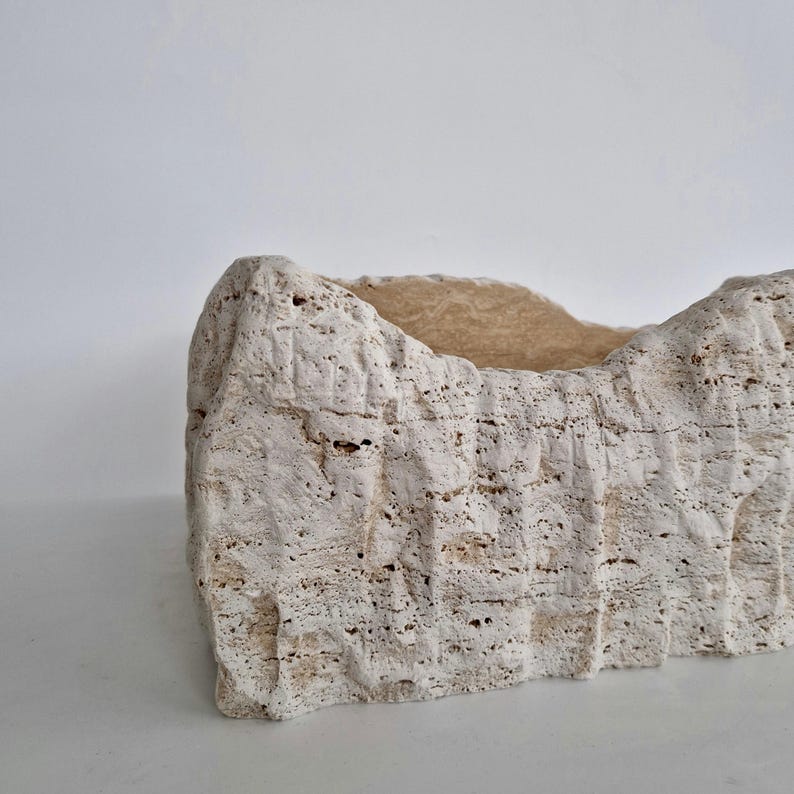 Hand-Carved Natural Stone Wall Mounted Travertine Sink