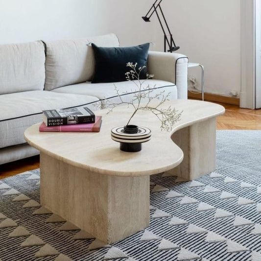 Travertine Coffee Table for Living Room Decor, Scandinavian Table