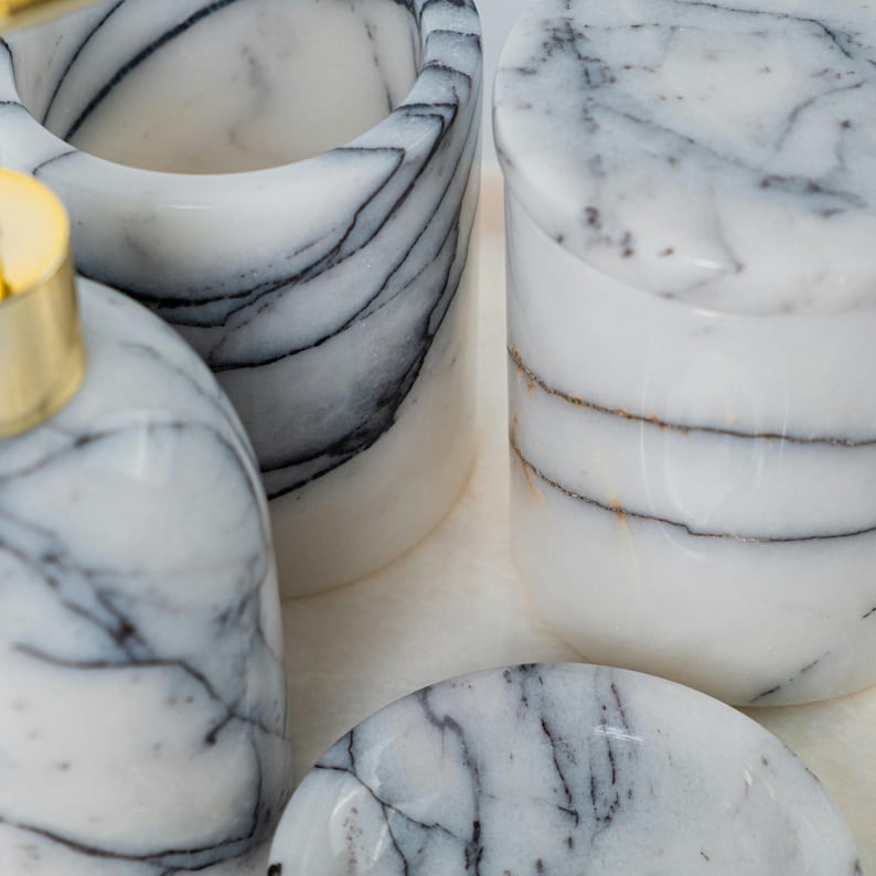 5-Pieces Marble Bathroom Accessory Set