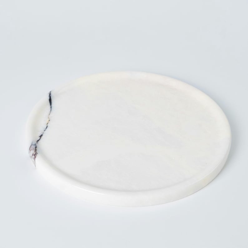 Round Beige Travertine Round Tray
