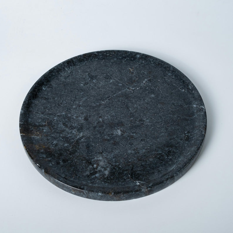 Round Beige Travertine Round Tray