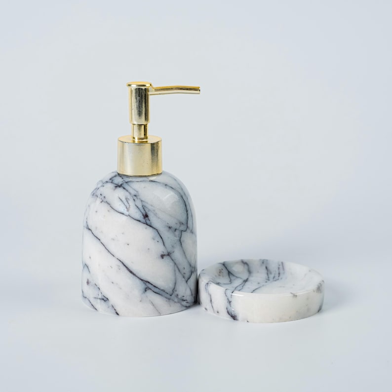 5-Pieces Marble Bathroom Accessory Set