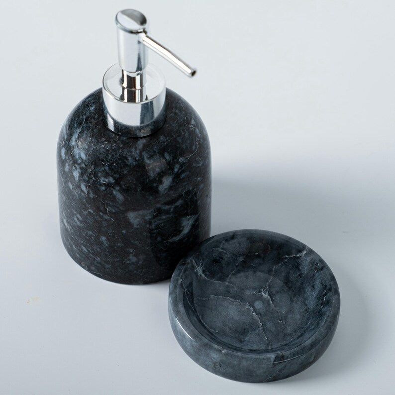 5-Pieces Marble Bathroom Accessory Set