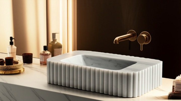 White Marble Rectangle Sink – Wall-Mount or Vanity Top