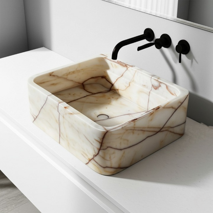 Afyon Sugar Marble Rectangular Wall-Mounted Sink