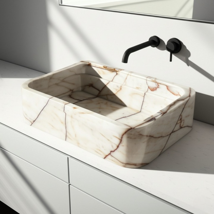 Afyon Sugar Marble Rectangular Wall-Mounted Sink