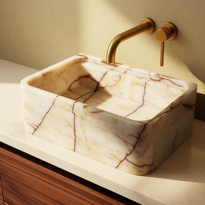 Afyon Sugar Marble Rectangular Wall-Mounted Sink