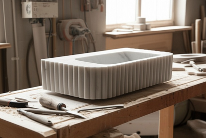 White Marble Rectangle Sink – Wall-Mount or Vanity Top