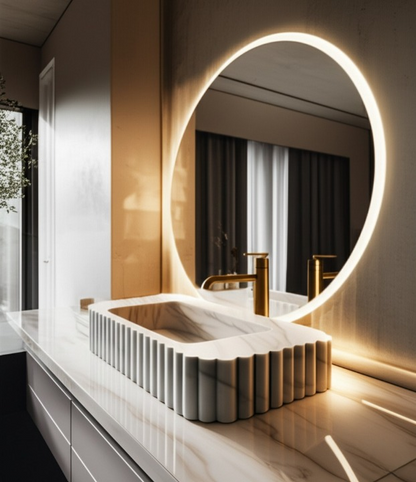 White Marble Rectangle Sink – Wall-Mount or Vanity Top