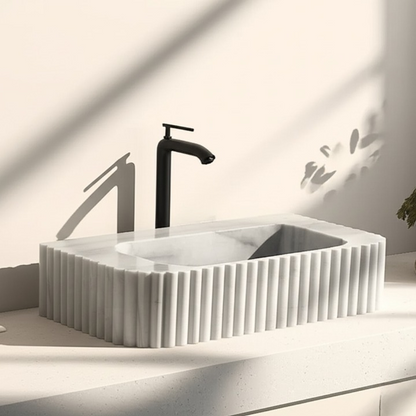 White Marble Rectangle Sink – Wall-Mount or Vanity Top