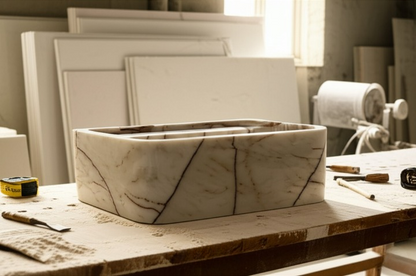 Afyon Sugar Marble Rectangular Wall-Mounted Sink
