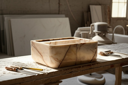 Afyon Sugar Marble Rectangular Wall-Mounted Sink