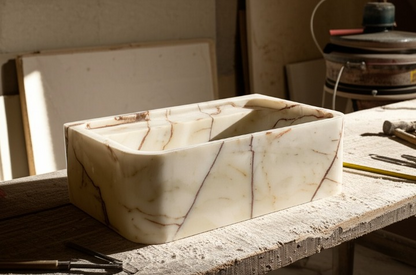 Afyon Sugar Marble Rectangular Wall-Mounted Sink