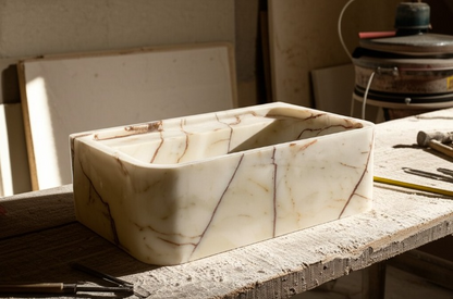 Afyon Sugar Marble Rectangular Wall-Mounted Sink