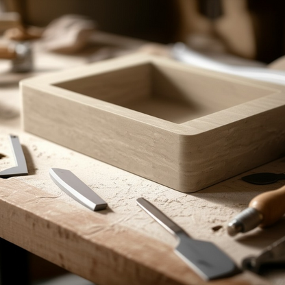30" Rectangular Travertine Stone Sink – Handcrafted Bathroom Basin