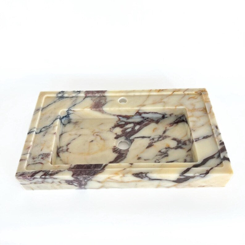 Marble Bathroom Sink – Wall Mounted Stone Vanity for Farmhouse & Compact Spaces