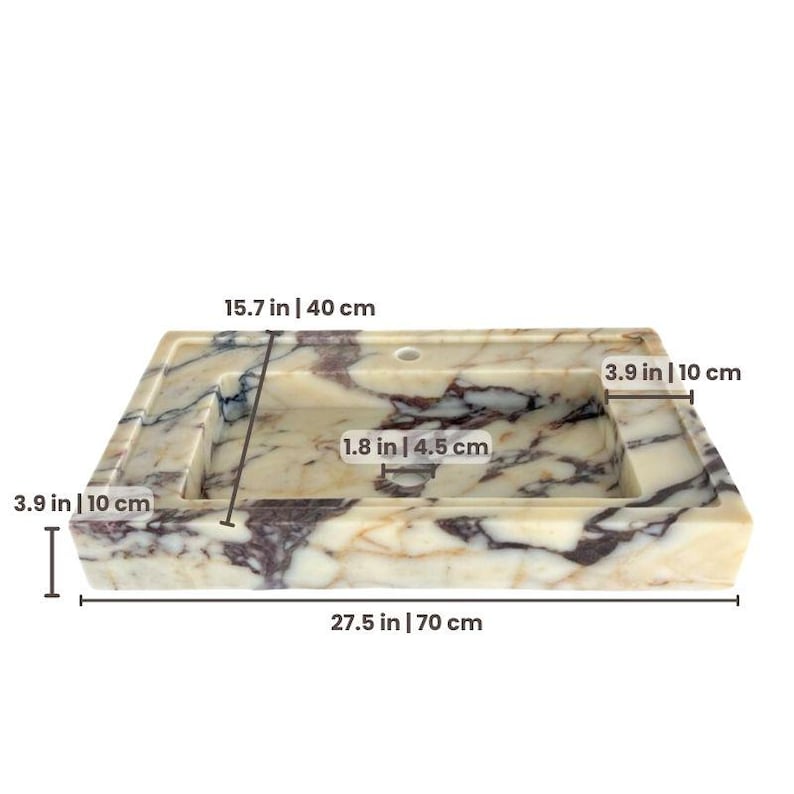 Marble Bathroom Sink – Wall Mounted Stone Vanity for Farmhouse & Compact Spaces