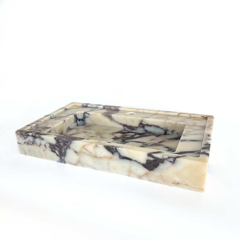 Marble Bathroom Sink – Wall Mounted Stone Vanity for Farmhouse & Compact Spaces