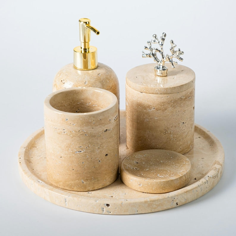 Travertine Stone Bathroom Set