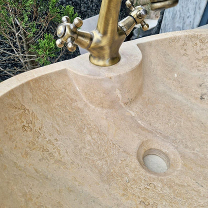 Hand-Carved Travertine Marble Basin