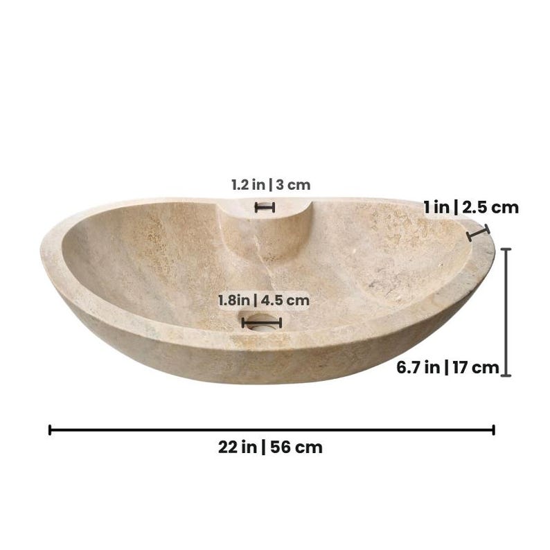 Hand-Carved Travertine Marble Basin