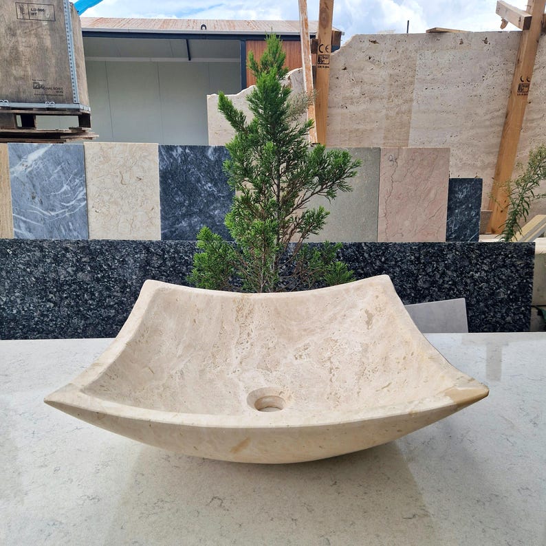 Handcrafted Natural Stone Vessel for Marble Vanity Countertops
