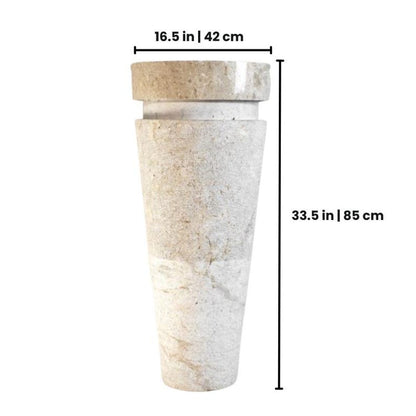 Beige Marble Pedestal Sink,Hand-Carved Stone Sink