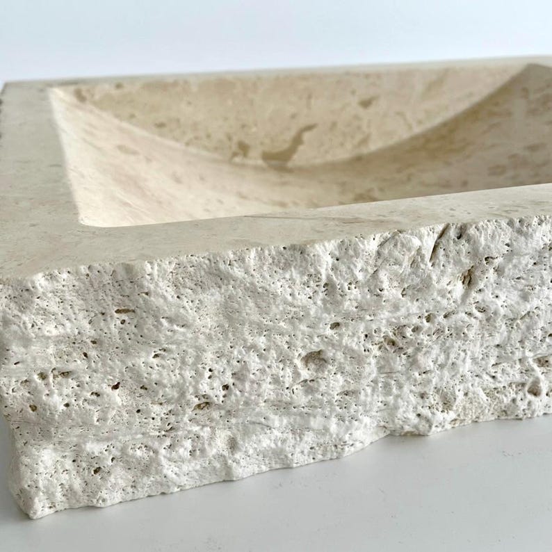 Wall Mounted Travertine Marble Bathroom Sink