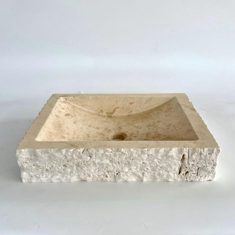 Wall Mounted Travertine Marble Bathroom Sink