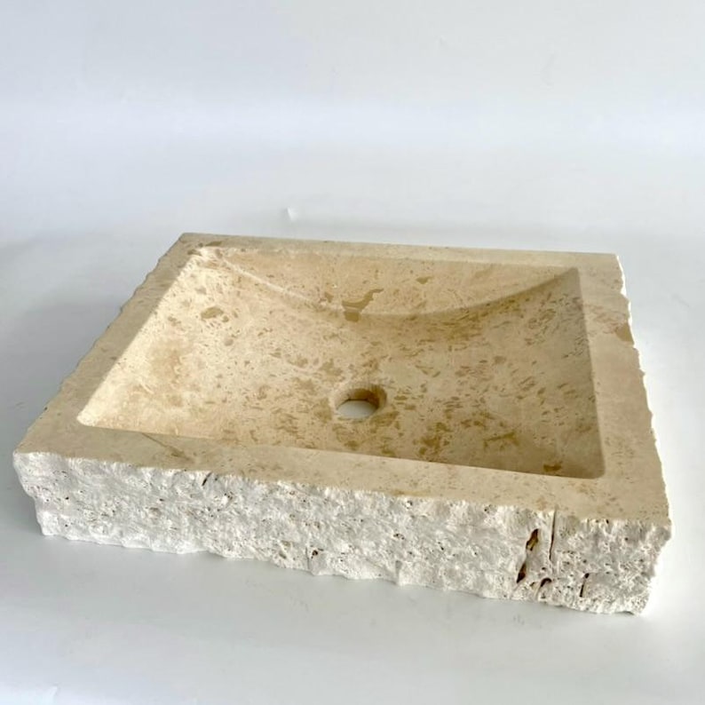 Wall Mounted Travertine Marble Bathroom Sink