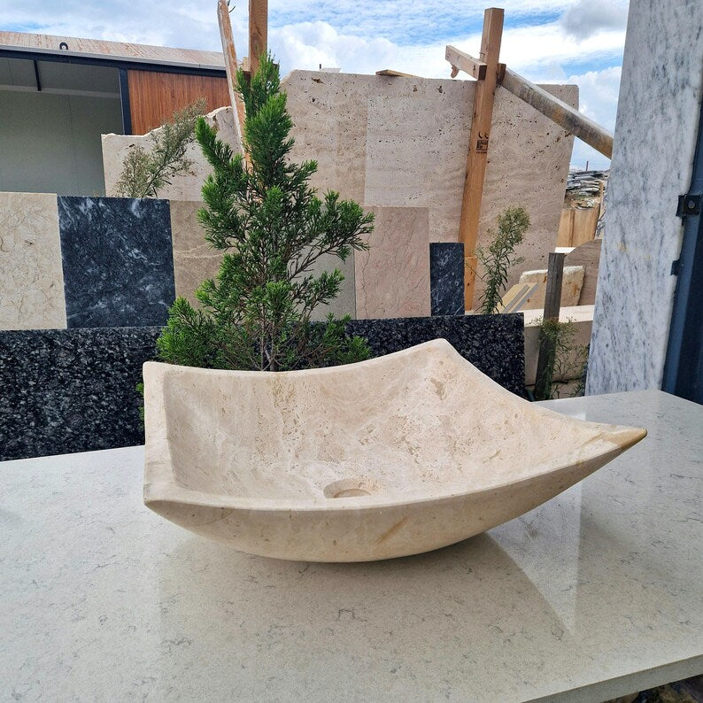 Handcrafted Natural Stone Vessel for Marble Vanity Countertops