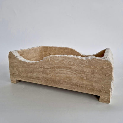 Hand-Carved Natural Stone Wall Mounted Travertine Sink