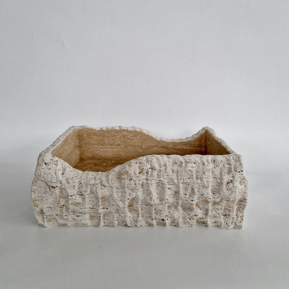 Hand-Carved Natural Stone Wall Mounted Travertine Sink