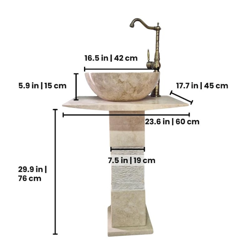 Pedestal Marble Sink,Marble Vanity Sink Set