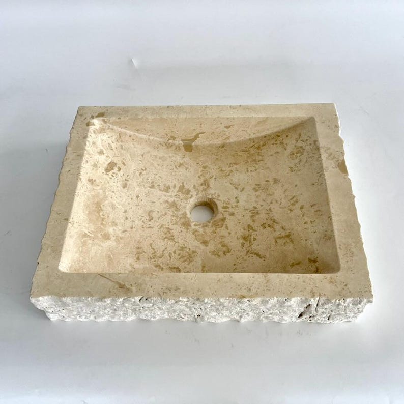 Wall Mounted Travertine Marble Bathroom Sink
