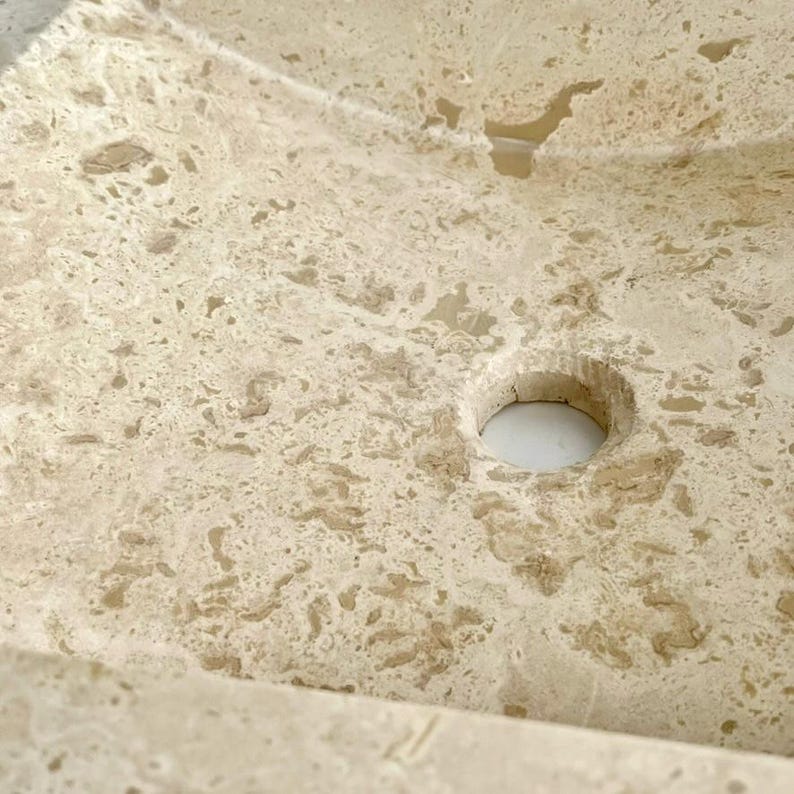 Wall Mounted Travertine Marble Bathroom Sink