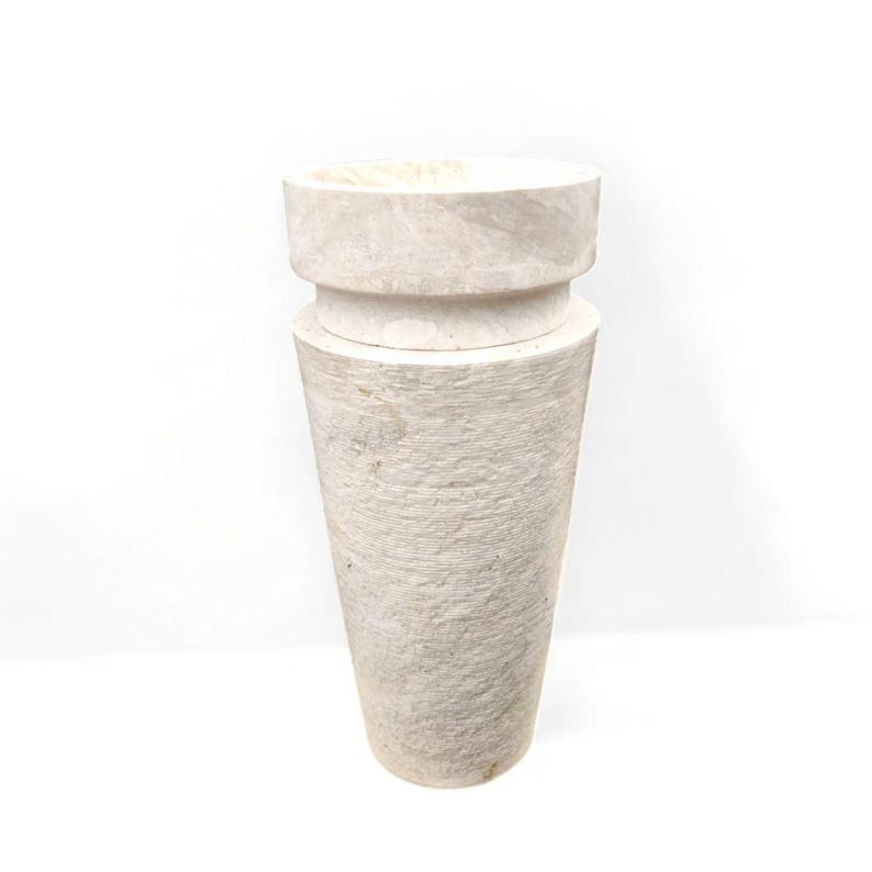 Beige Marble Pedestal Sink,Hand-Carved Stone Sink